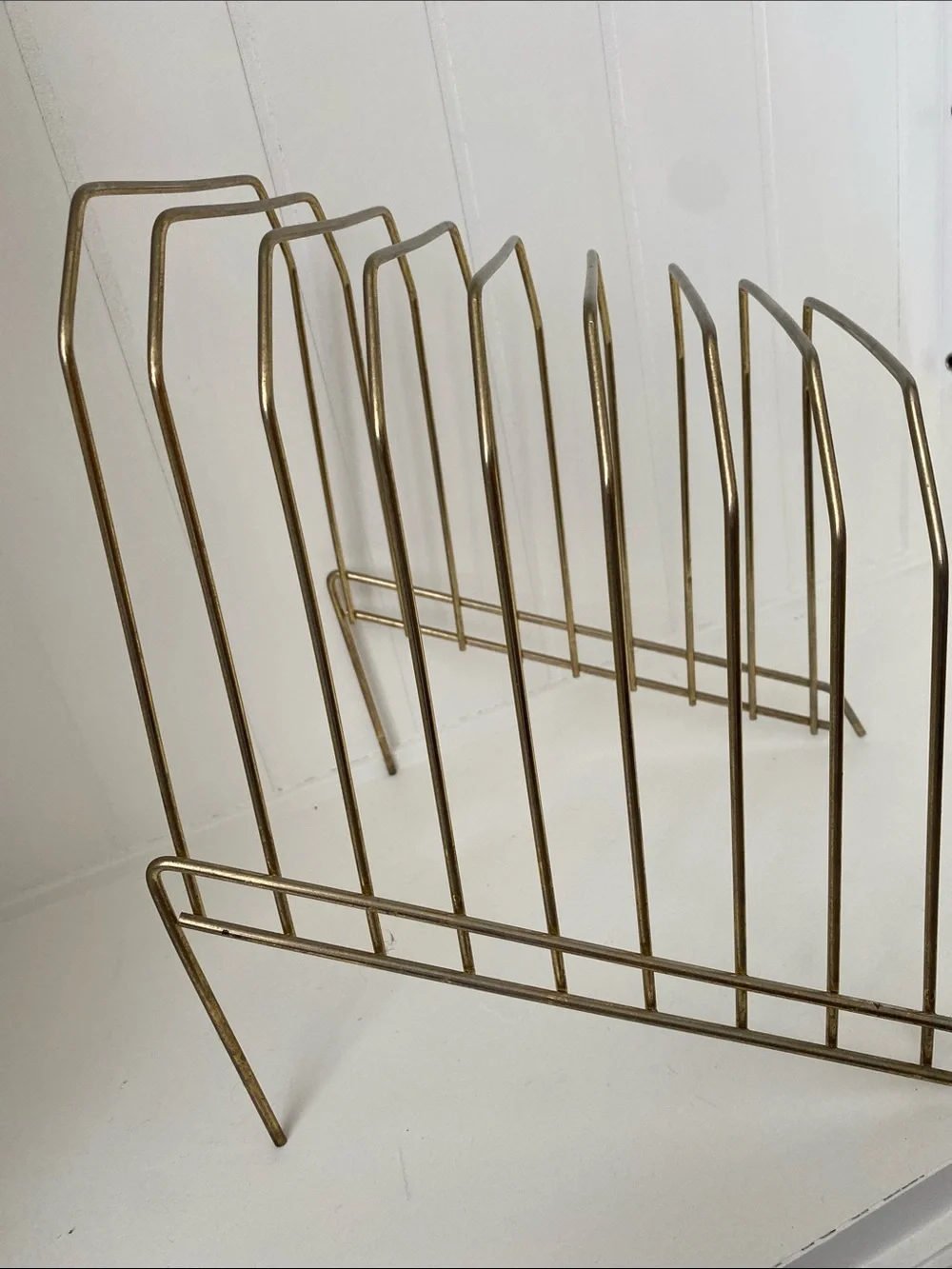 Vintage Midcentury Gold tone Brass Record Rack